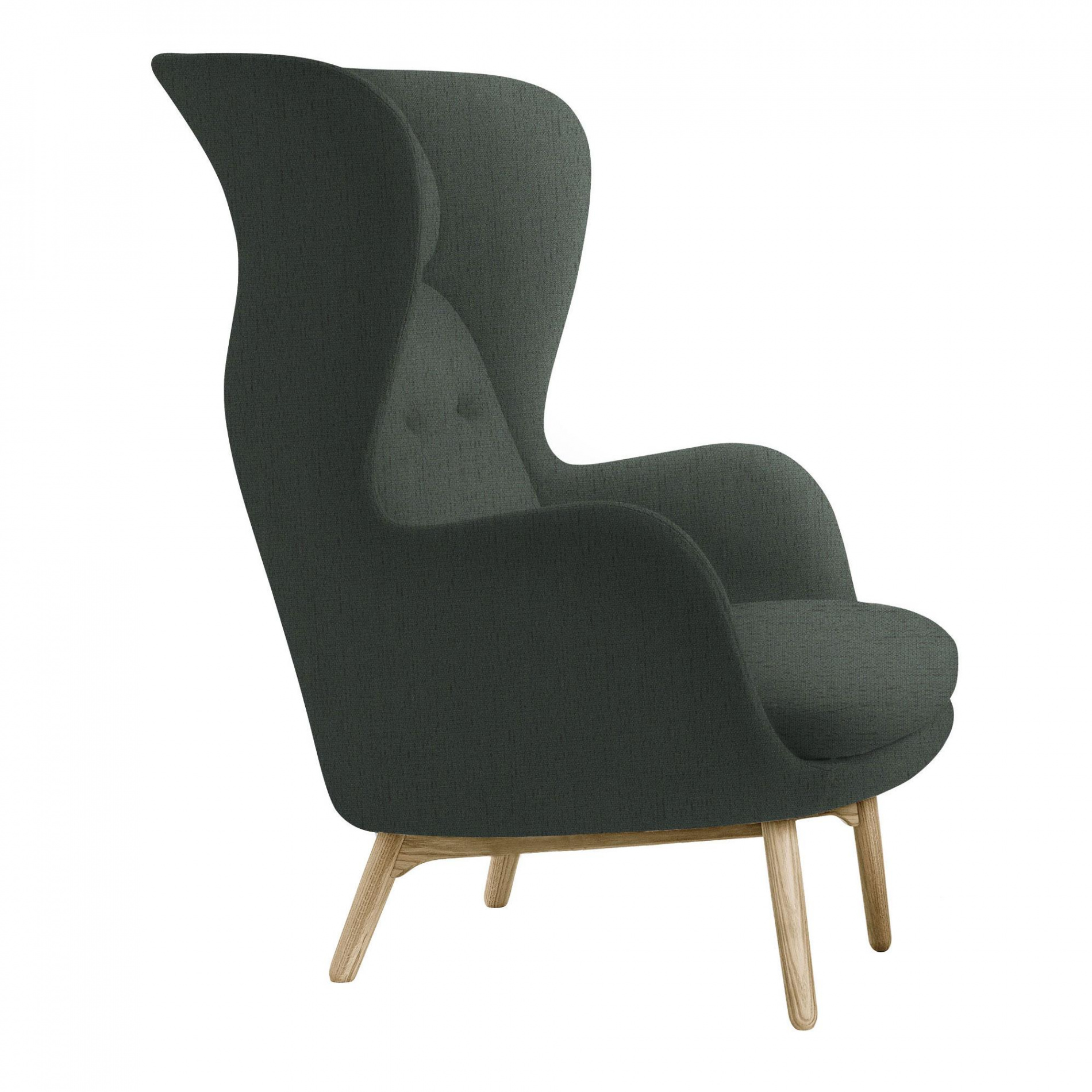 Fritz Hansen - Ro™ Sessel Gestell Eiche - dunkelgrün/Stoff Christianshavn 1161/Gestell Eiche massiv klar lackiert/BxHxT 80x113x97cm von Fritz Hansen