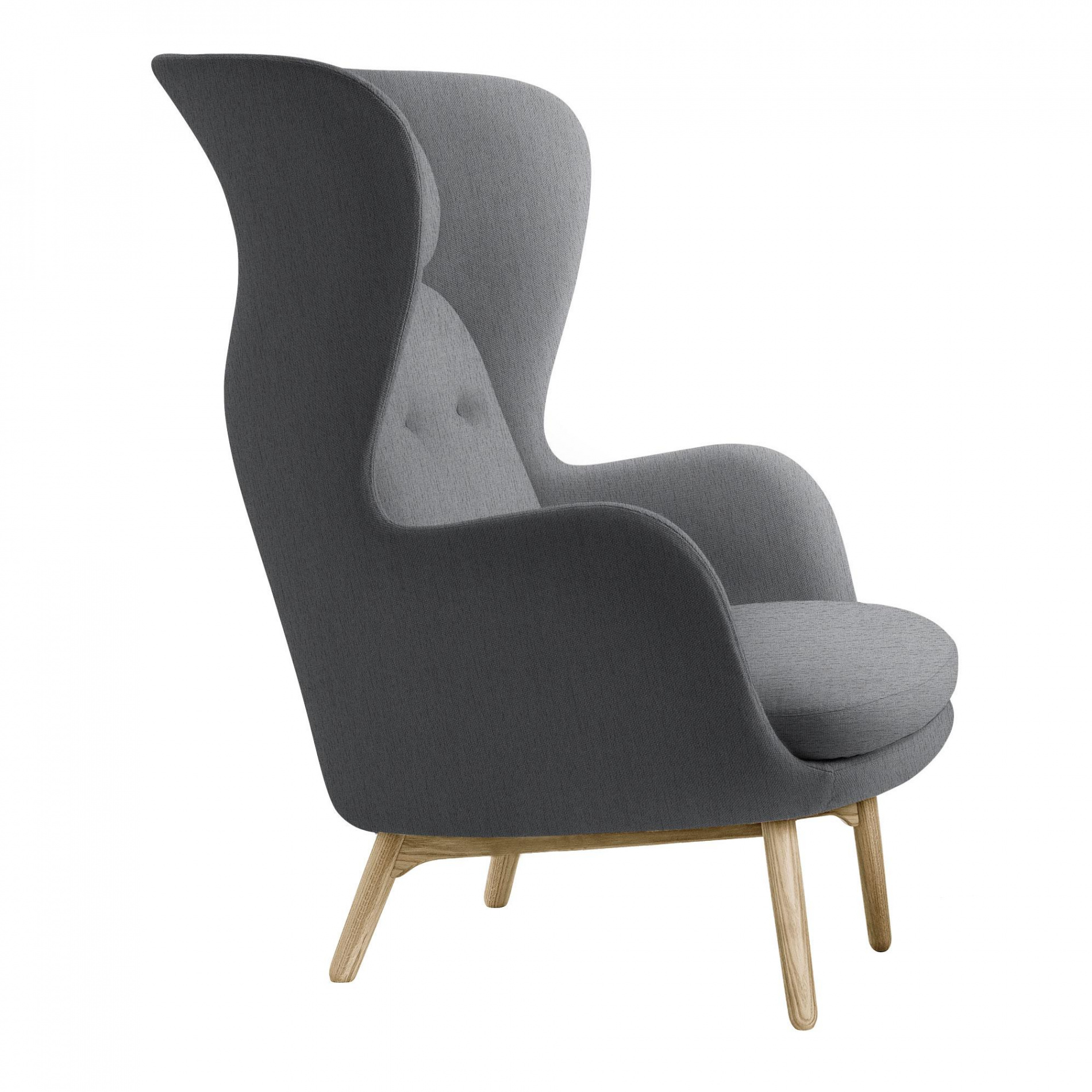 Fritz Hansen - Ro™ Sessel Gestell Eiche - hellgrau/Stoff Christianshavn 1171/Gestell Eiche massiv klar lackiert/BxHxT 80x113x97cm von Fritz Hansen