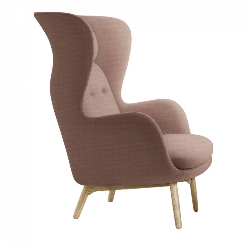 Fritz Hansen - Ro™ Sessel Gestell Eiche - hellrot/Stoff Christianshavn 1130/Gestell Eiche massiv klar lackiert/BxHxT 80x113x97cm von Fritz Hansen