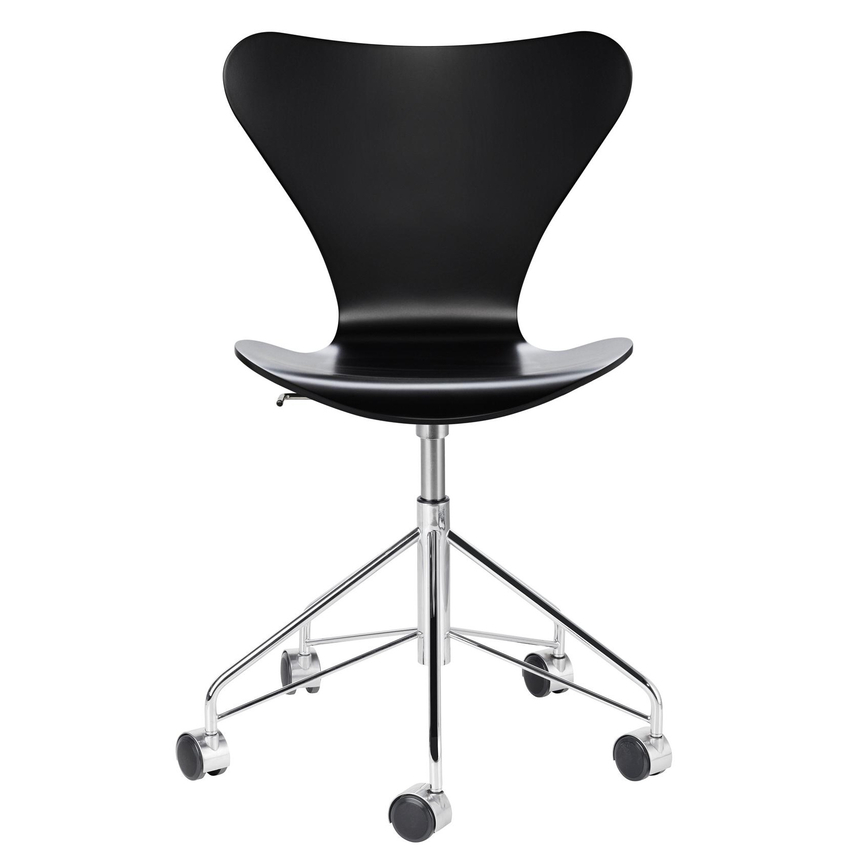 Fritz Hansen - Serie 7™ Drehstuhl - schwarz/lackiert/Gestell Stahl verchromt/BxHxT 50x78-92x52cm von Fritz Hansen