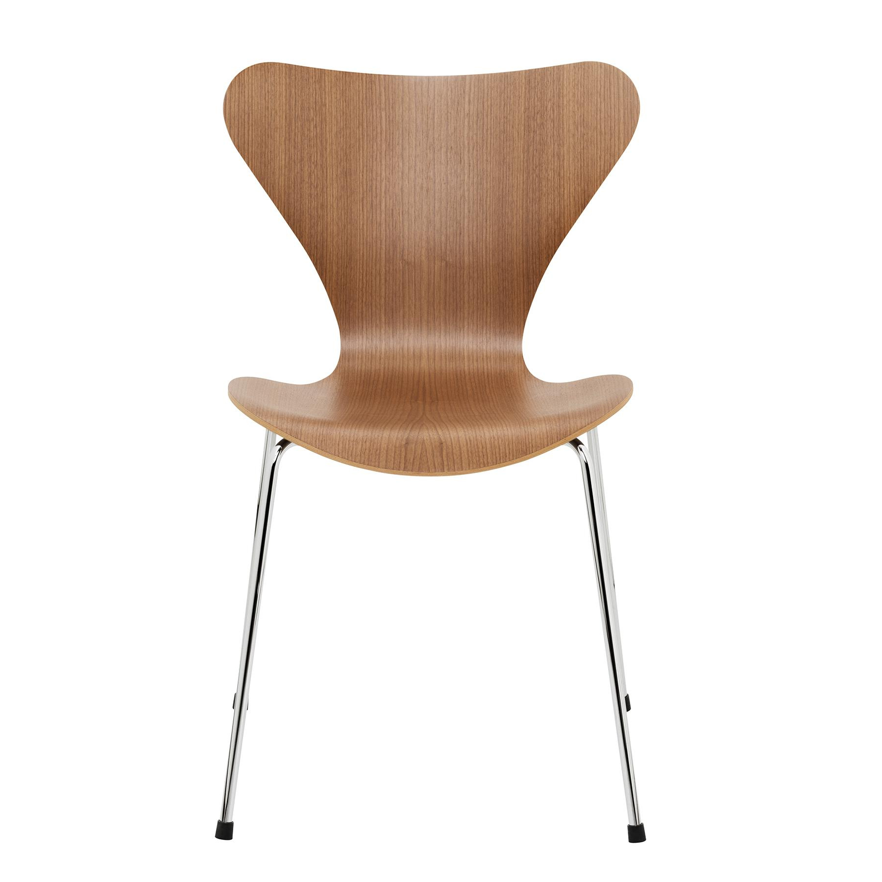 Fritz Hansen - Serie 7™ Stuhl Naturfurnier - walnussbraun/Sitzfläche Walnussholz/Gestell Stahl verchromt/BxHxT 50x82x52cm von Fritz Hansen