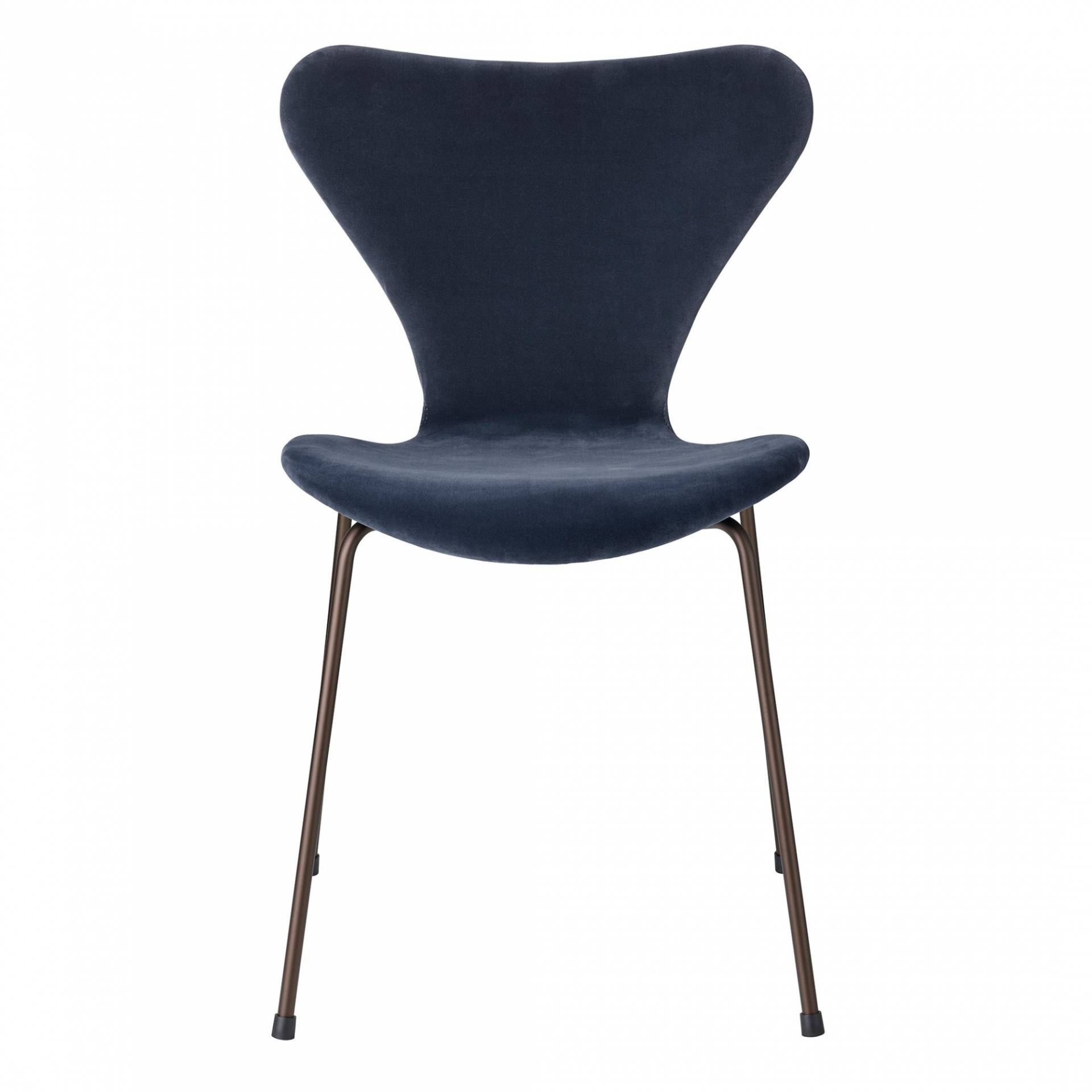 Fritz Hansen - Serie 7™ Stuhl Samt - graublau/Stoff Samt (100% Baumwolle)/Gestell Stahl pulverbeschichtet braun bronze/BxHxT 50x82x52cm von Fritz Hansen