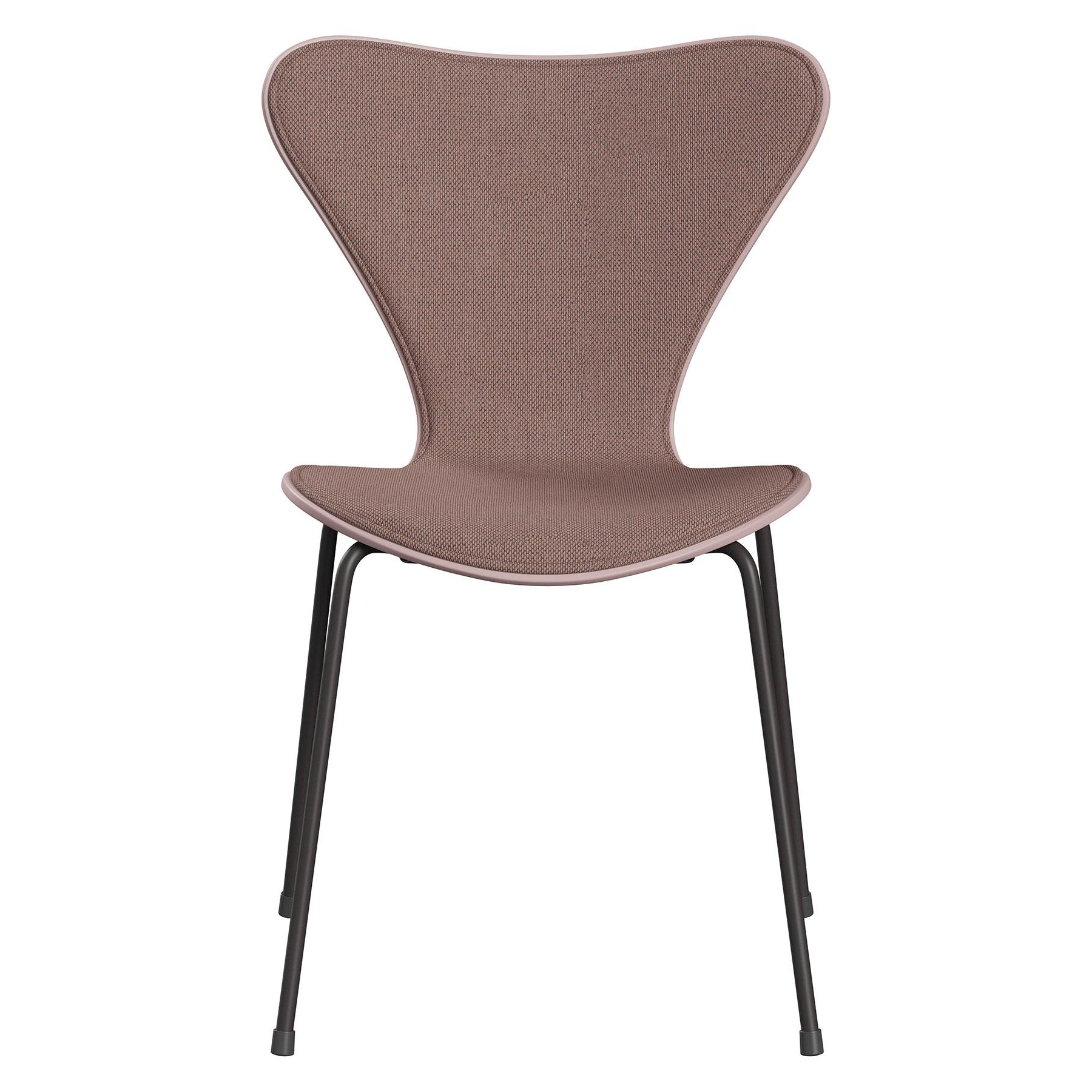 Fritz Hansen - Serie 7™ Stuhl Vorne gepolstert Warmes Graphit - blassrosa/Stoff Kvadrat Re-wool 648/Gestell Stahl pulverbeschichtet warm graphite/BxHx von Fritz Hansen