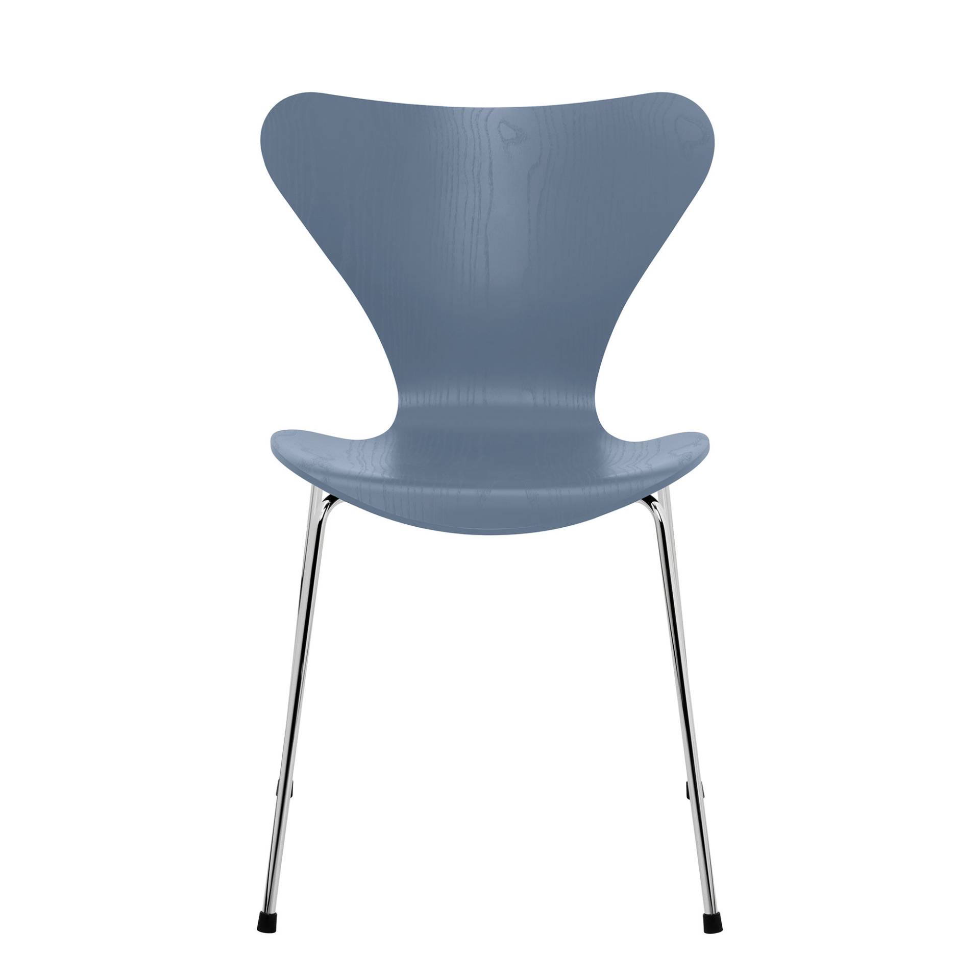 Fritz Hansen - Serie 7™ Stuhl gefärbte Esche Gestell Verchromt - dämmerungsblau/Sitzfläche gefärbte Esche/Gestell Stahl verchromt/BxHxT 50x82x52cm von Fritz Hansen