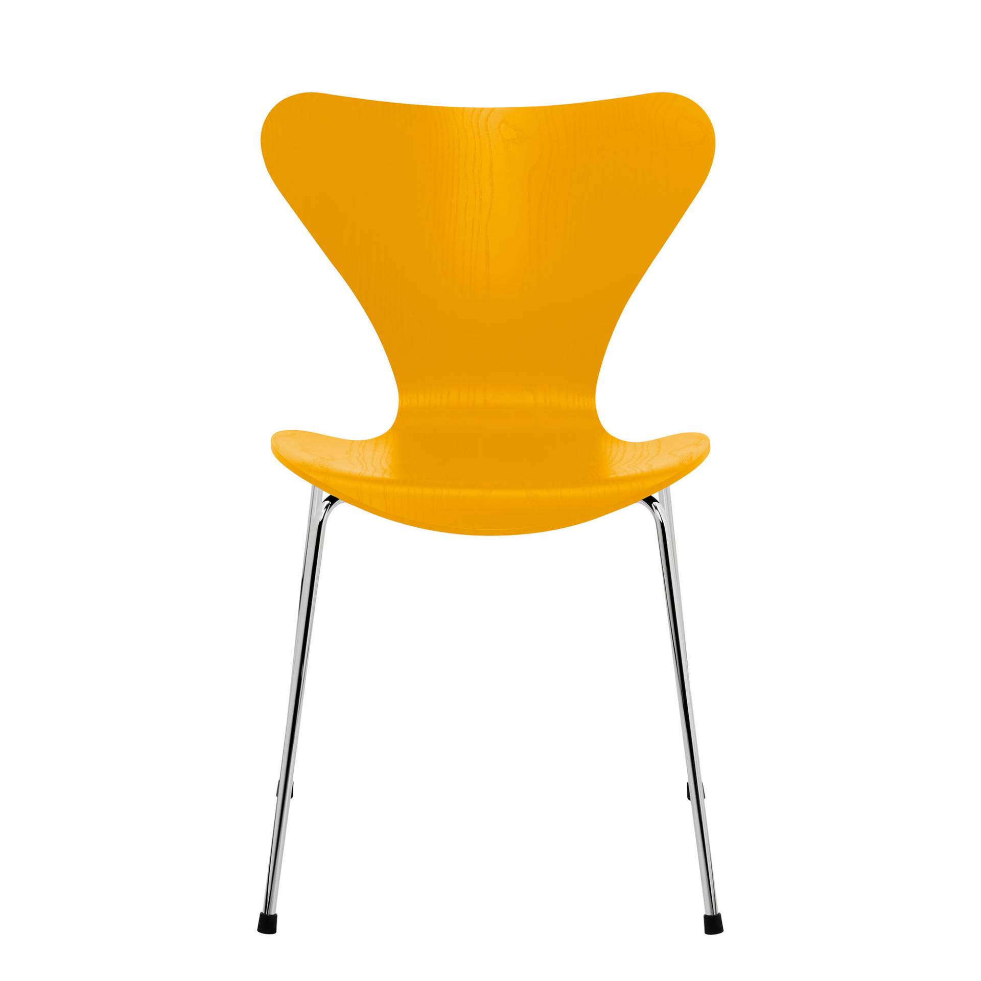 Fritz Hansen - Serie 7™ Stuhl gefärbte Esche Gestell Verchromt - echt gelb/Sitzfläche gefärbte Esche/Gestell Stahl verchromt/BxHxT 50x82x52cm von Fritz Hansen