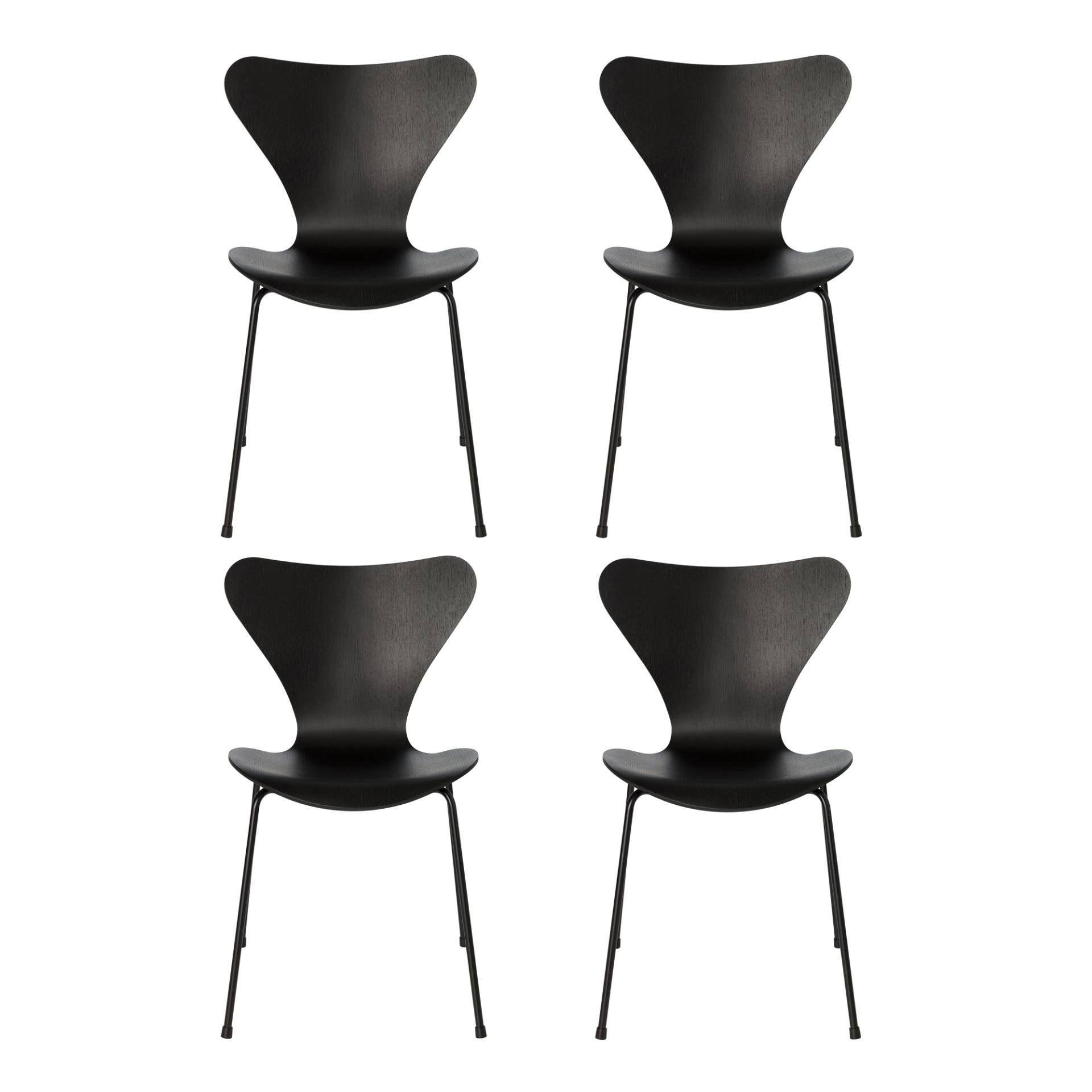 Fritz Hansen - Serie 7™ Stuhl gefärbte Esche Monochrom 4er Set - schwarz/Sitzfläche gefärbte Esche/Gestell Stahl pulverbeschichtet/BxHxT 50x82x52cm von Fritz Hansen