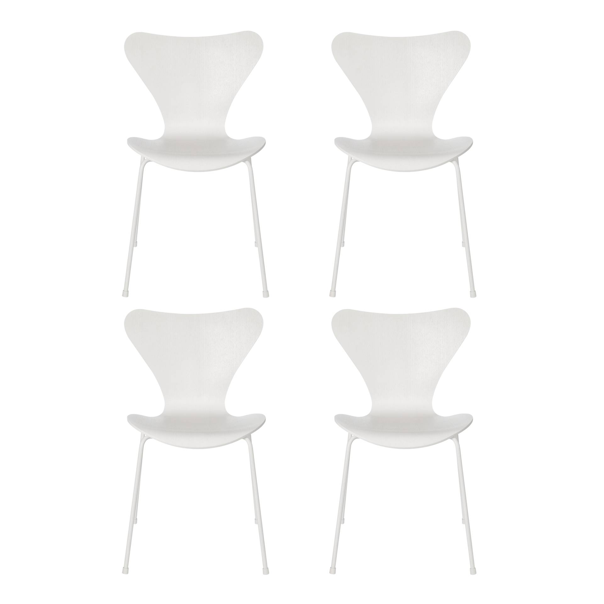 Fritz Hansen - Serie 7™ Stuhl gefärbte Esche Monochrom 4er Set - weiß/Sitzfläche gefärbte Esche/Gestell Stahl pulverbeschichtet/BxHxT 50x82x52cm von Fritz Hansen