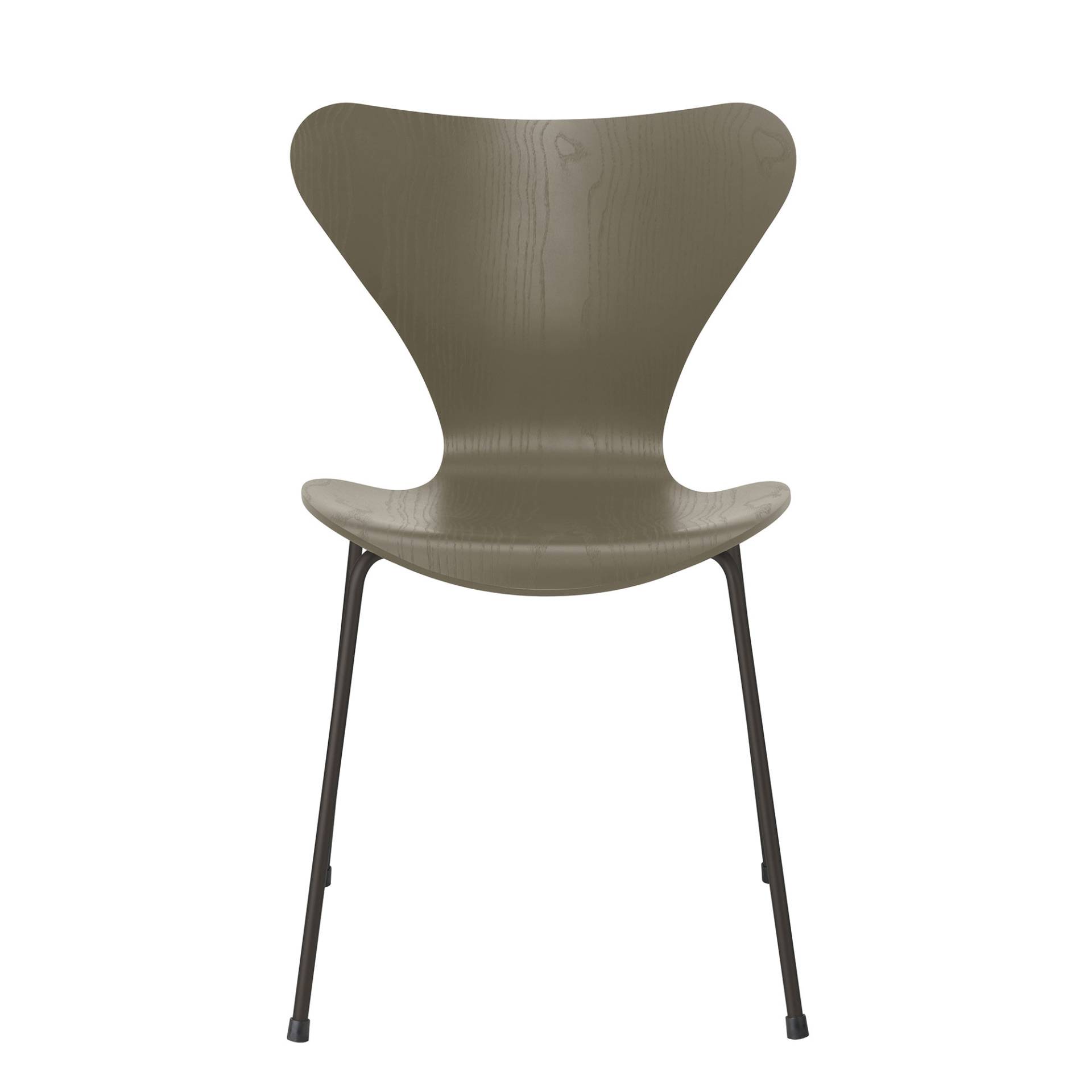 Fritz Hansen - Serie 7™ Stuhl gefärbte Esche Warmes Graphit - olivgrün/Sitzfläche gefärbte Esche/Gestell pulverbeschichtet warmes graphit/BxHxT 50x82x von Fritz Hansen