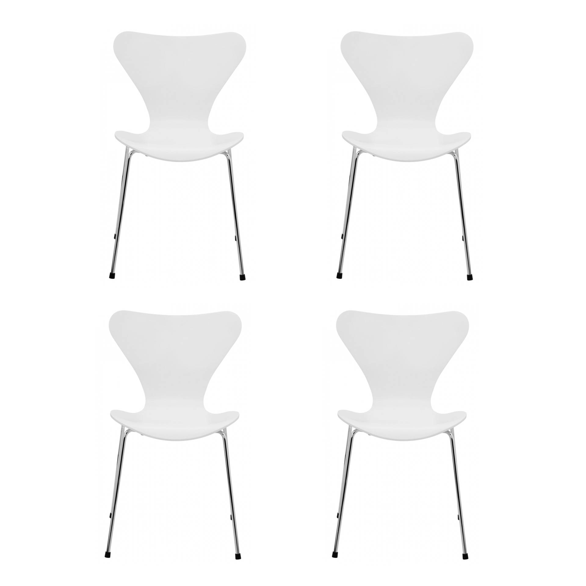 Fritz Hansen - Serie 7™ Stuhl lackiert 4er Set - weiß/lackiert/Gestell Stahl verchromt/BxHxT 50x82x52cm von Fritz Hansen