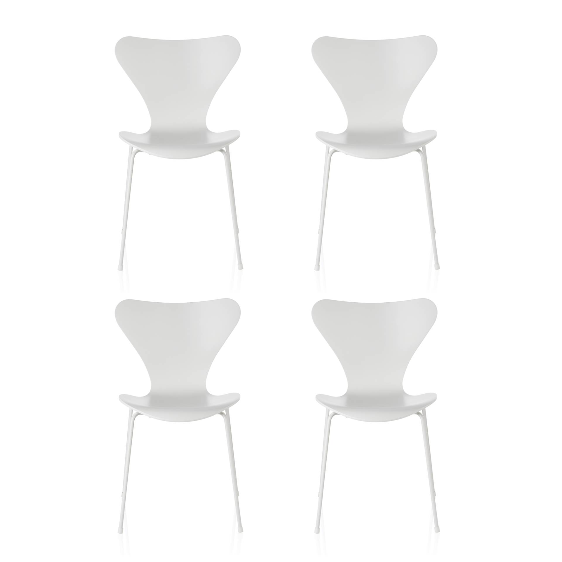 Fritz Hansen - Serie 7™ Stuhl lackiert Monochrom 4er Set - weiß/Sitzfläche  Esche lackiert/Gestell Stahl pulverbeschichtet/BxHxT 50x82x52cm von Fritz Hansen