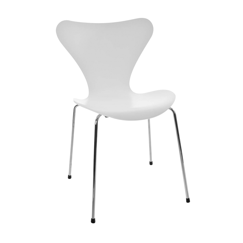 Fritz Hansen - Serie 7™ Stuhl lackiert - weiß/lackiert/Gestell Stahl verchromt/BxHxT 50x82x52cm von Fritz Hansen