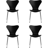 Fritz Hansen - Serie 7 Stuhl, Chrom / Esche schwarz lackiert (4er-Set) von Fritz Hansen