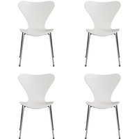 Fritz Hansen - Serie 7 Stuhl, Chrom / Esche weiß lackiert (4er-Set) von Fritz Hansen