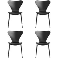 Fritz Hansen - Serie 7 Stuhl, Monochrom, schwarz / Esche schwarz gefärbt (4er-Set) von Fritz Hansen