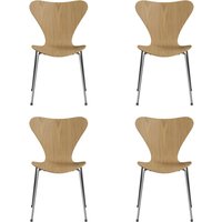 Fritz Hansen - Serie 7 Stuhl, Chrom / Eiche natur (4er-Set) von Fritz Hansen