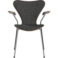 Fritz Hansen - Serie 7 Armlehnstuhl Frontpolsterung, Chrom / Walnuss natur / Vanir granite brown (373) von Fritz Hansen