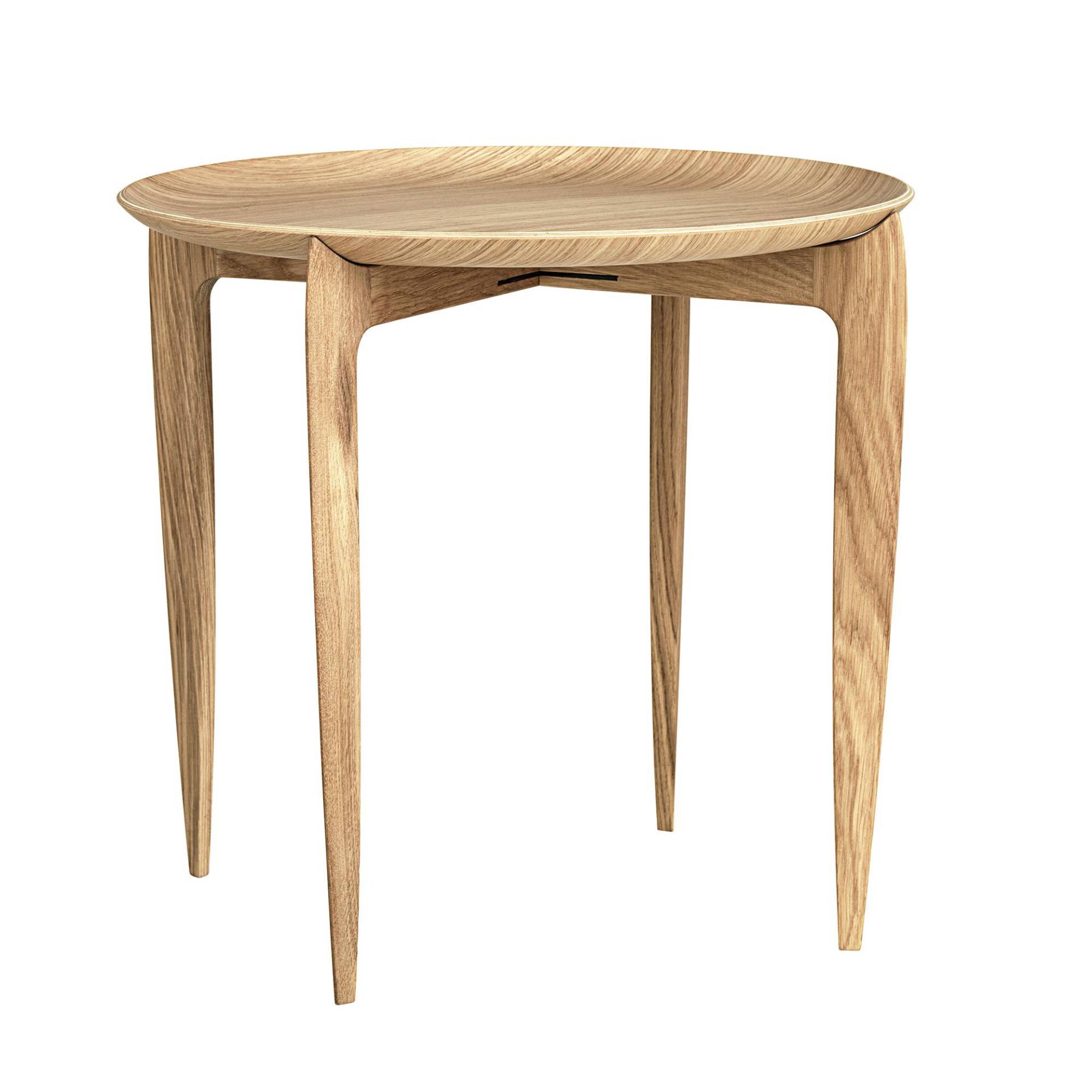 Fritz Hansen - Tray Table Klapptisch Ø45cm - eiche/geölt/H 42cm / Ø 45cm/Tablett abnehmbar/Gestell faltbar von Fritz Hansen