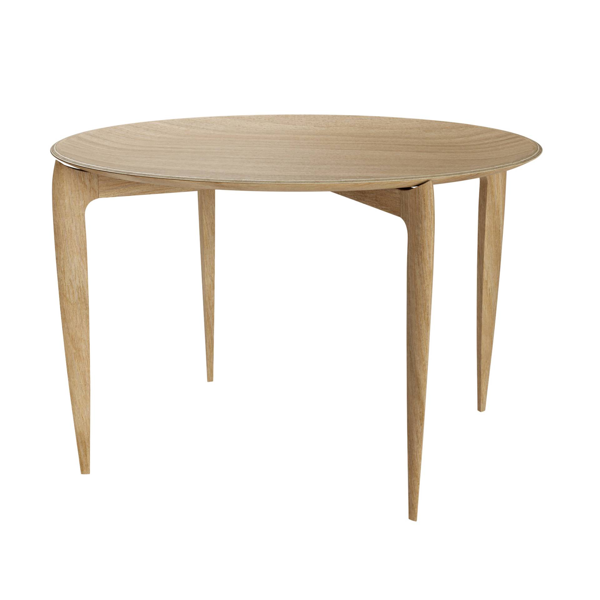 Fritz Hansen - Tray Table Klapptisch Ø60cm - eiche/geölt/HxØ 39x60cm/Tablett abnehmbar/Gestell faltbar von Fritz Hansen