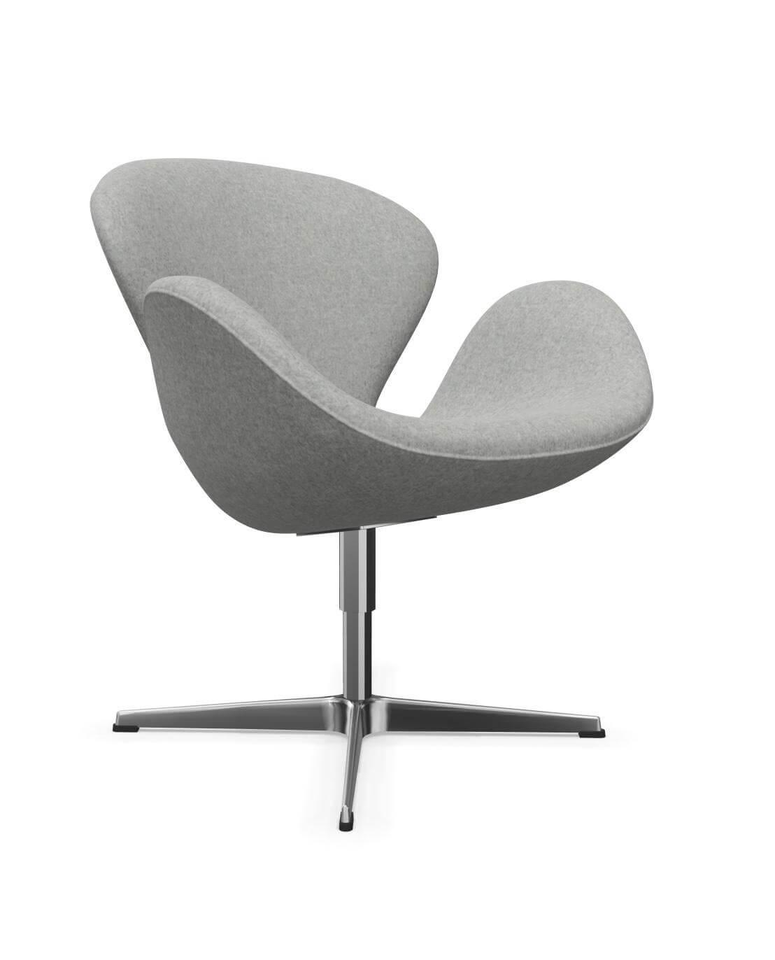 Sessel Schwan Stoff Canvas Helles Grau 124 Sternfuß Aluminium Satinpoliert von Fritz Hansen