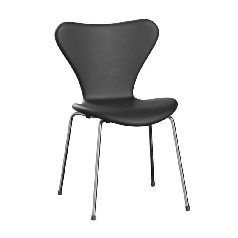 Stuhl Serie 7 Gefärbte Esche Schwarz 190 Gestell Verchromt Stapelbar von Fritz Hansen