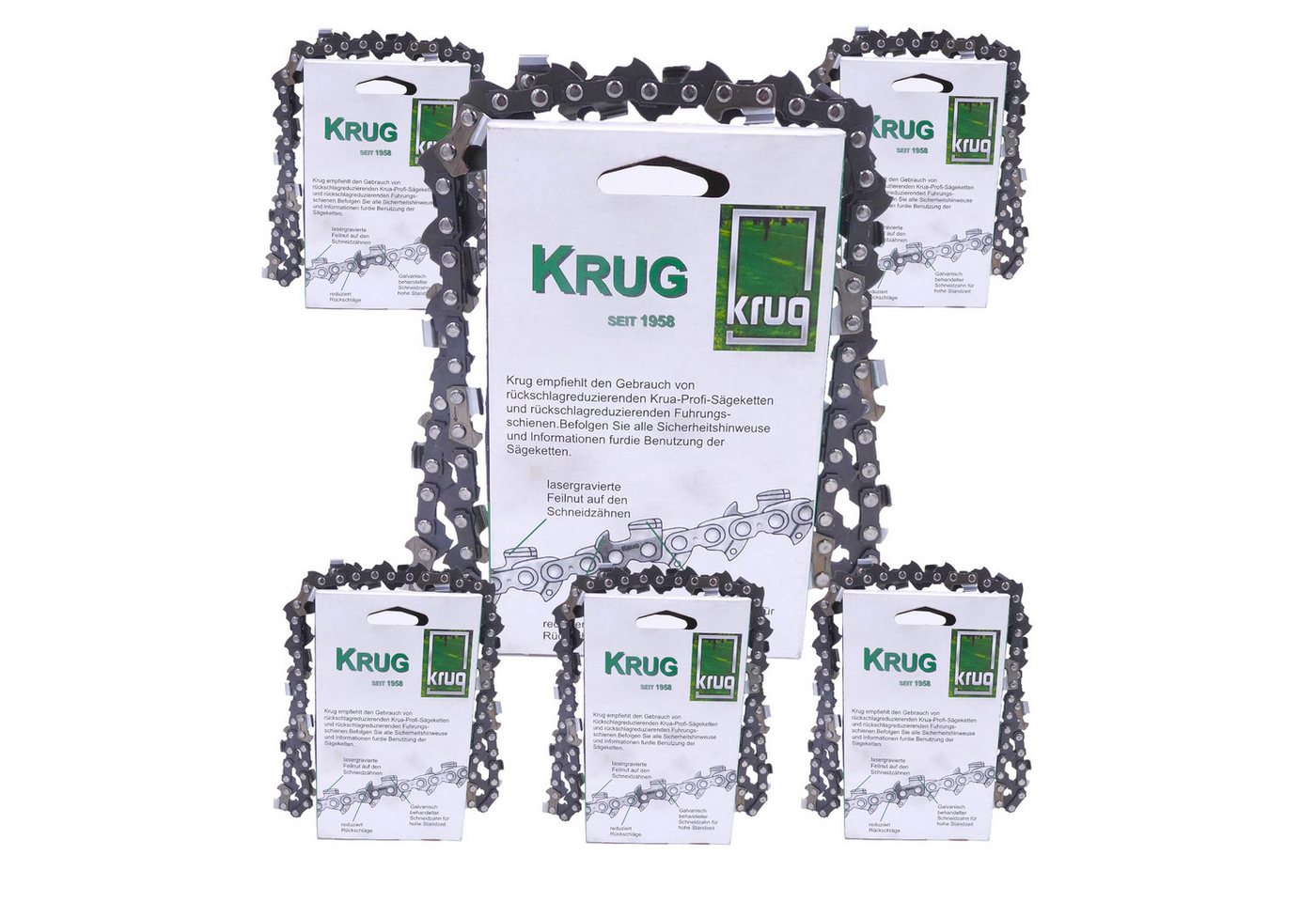 Fritz Krug Ersatzkette 6 Stück Profi C Sägekette 3/8 1.6 mm 56 TG Ersatzkette von Fritz Krug