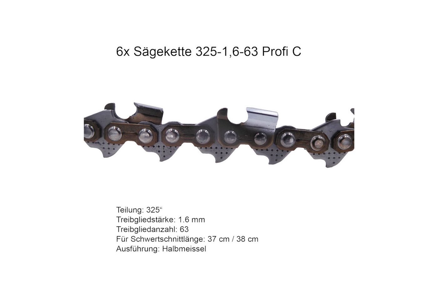 Fritz Krug Ersatzkette 6 Stück Profi C Sägekette 325 1.6 mm 63 TG Ersatzkette von Fritz Krug