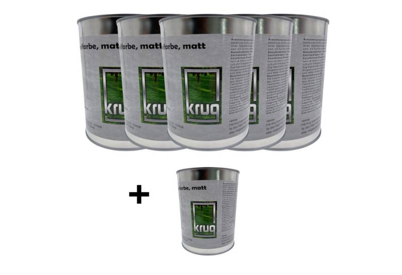 Fritz Krug Feuchtraumfarbe Set 5 x 0,75 Ltr. Krug Antischimmelfarbe, matt + 1 x 0,75 Ltr. ohne Be von Fritz Krug