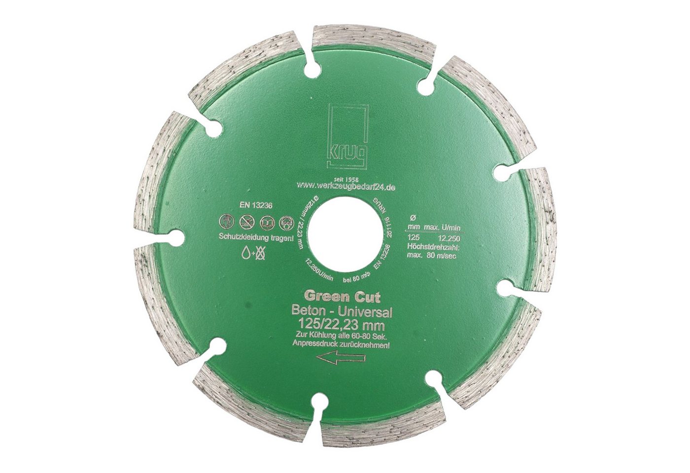 Fritz Krug Trennscheiben Diamantscheibe Green Cut Beton Universal 125 mm für Beton Granit von Fritz Krug