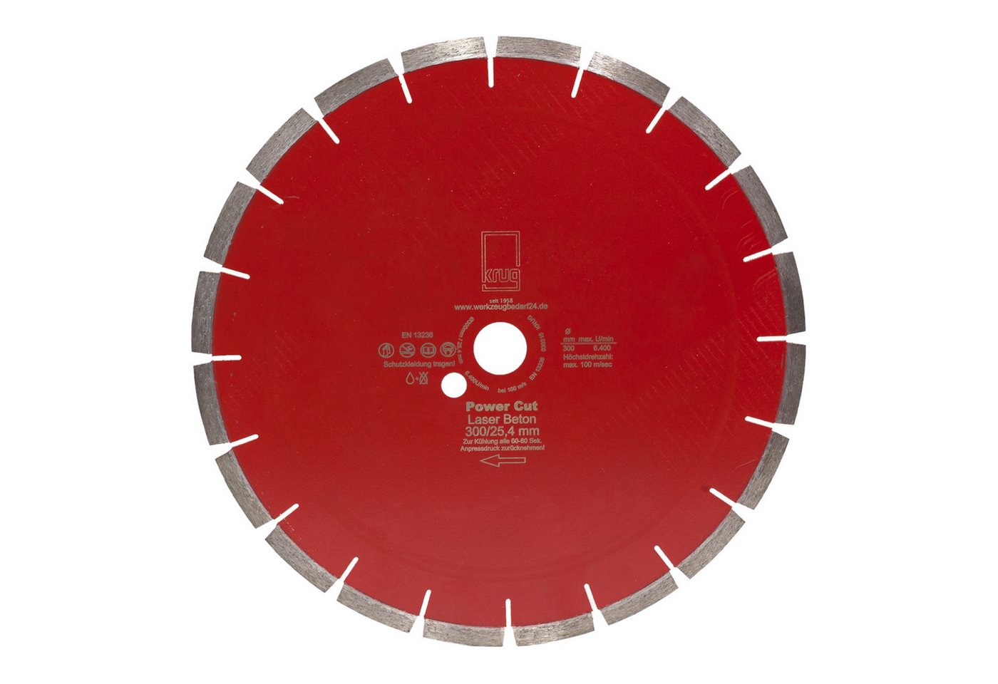 Fritz Krug Trennscheiben Diamantscheibe Power Cut Beton Laser 300/25,4 mm für Beton Granit von Fritz Krug