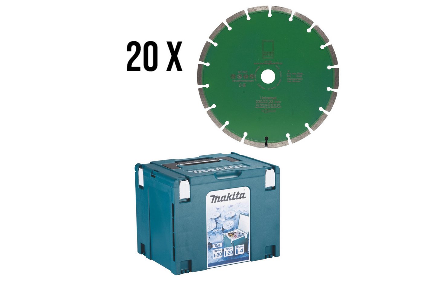 Fritz Krug Trennscheiben Set 20 Stück Diamantscheibe Green Cut Universal 230 mm + Makita M von Fritz Krug