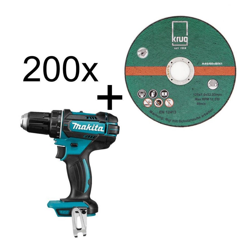 Fritz Krug Trennscheiben Set 200 Stück Inox C Trennscheiben 125x1.0 mm + Makita Akku-Bohrs von Fritz Krug