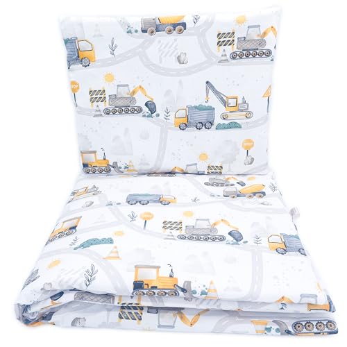 Baby's Comfort Bettwäsche-Set Bettdeckenbezug (100 x 135 cm) + Kissenbezug (40 x 60 cm), gelbe Bagger von Frivolity