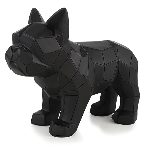 FriyGardcn Niedliche schwarze Hundestatue, geometrische Abstraktion, Bulldogge, Tierskulptur für Wohnkultur, moderne Dekorationen, Geschenke für Wohnzimmer, Schlafzimmer, Regal, Büro von FriyGardcn