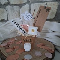 Geschenkset Silvester | Glück Im Becher Glücksset To Go Mitbringsel Glücksschwein Wunderkerze Neujahr von FrlSvenjaKreativ