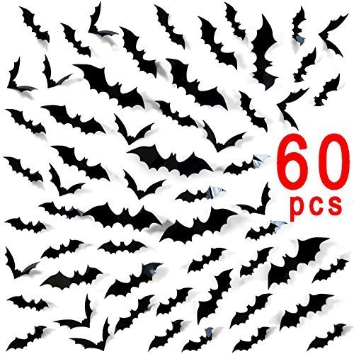 60 STÜCKE Halloween 3D Fledermäuse Wandaufkleber Aufkleber Dekorationen Party Halloween Dekoration Party Wandbild Fenster Hause von Frmarche