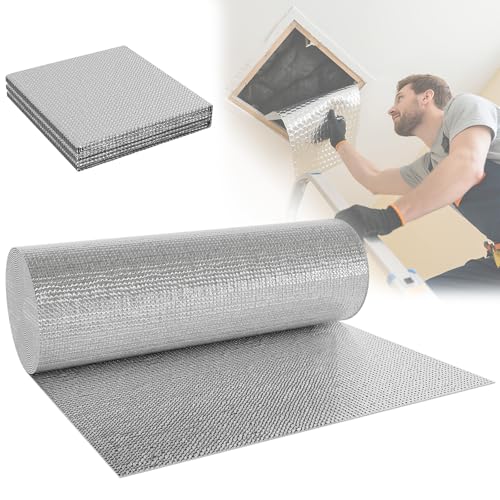 Froadp 0.6x20m Isolierfolie Dämmfolie Doppelte Alu Luftpolsterfolie Thermofolie Heizkörper Reflexionsfolie Blasenfolie Dämmstoffe Isolierungsfolie für Dächer Wände und Böden Wärmehaltung von Froadp