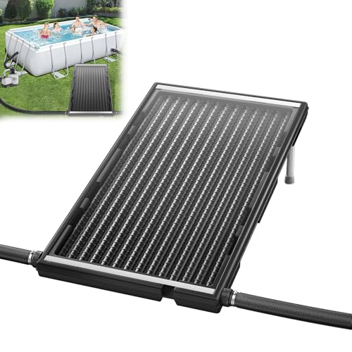 Froadp 1 Stück Poolheizung Solar 111x66cm Solarkollektor Pool Solarheizung Sonnenkollektor Anschluss Ø 50 mm Gerade Panel Solaranlage Komplettset für Warmwasser Schwimmbad Gartendusche Pool, Schwarz von Froadp