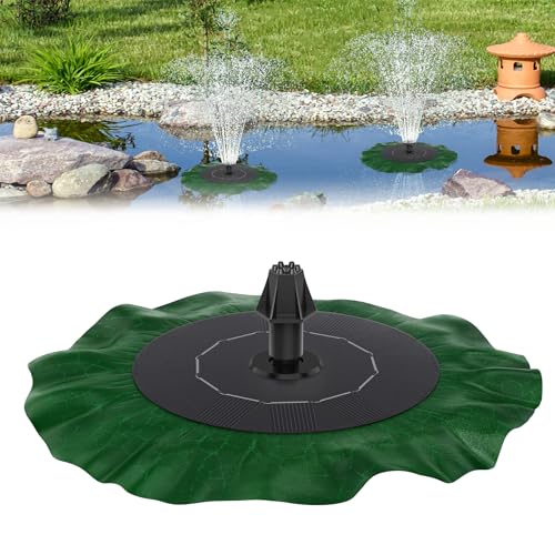 Froadp 1.4W LED Solar Springbrunnen Teichpumpe Lotusblatt Solarbrunnen mit 7 Fontänenstile Wasserpumpe Schwimmender Fontäne Pumpe für Gartenteich Vogel-Bad Teich Fisch-Behälter Gartendeko von Froadp