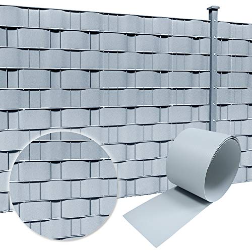 Froadp 10 Stück Hart PVC Sichtschutzstreifen 2,5M x 19CM Zaun Sichtschutz Zaunfolie Garten Doppelstabmatten Wetterfest und Windschutz Sichtschutzfolie für Gartenzaun Balkon (Hellgrau) von Froadp