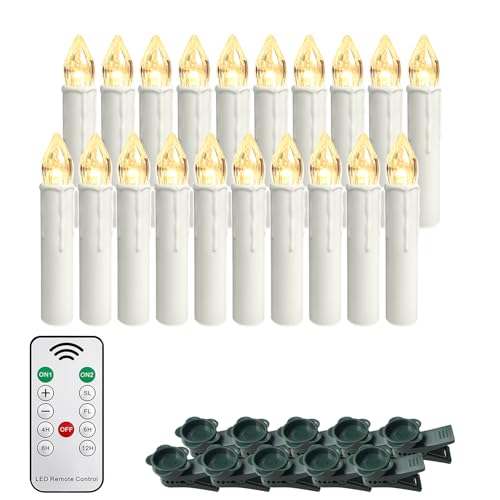Froadp 10 Stück Mini Weihnachtsbaumkerzen Kabellose mit Timer, Fernbedienung & Clips Warmweiß LED Kerzen Satz Christbaumkerzen Dimmbar Baumkerzen Dekoration für Weihnachten (ohne AA Batterie) von Froadp