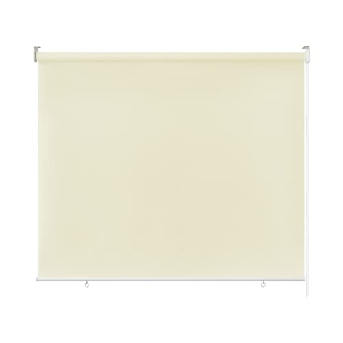 Froadp 100x140cm Außenrollo Sichtschutzrollo mit Reflektierende Thermofunktion Kunststoffbeschichtung Senkrechtmarkise Außen Vertikalmarkise Fensterrollo für Balkon Terrasse Garten (Beige) von Froadp