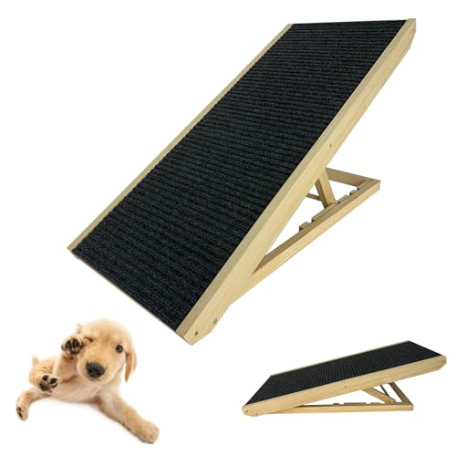 Froadp 100x40x60cm Klappbare Treppen für Hunde aus Filz & Kiefernholz Hunderampe Faltbare Hundetreppe rutschfeste Haustier Rampe Haustiertreppe Tragkraft bis 100KG Hundeleiter für Brett Balkon Sofa von Froadp