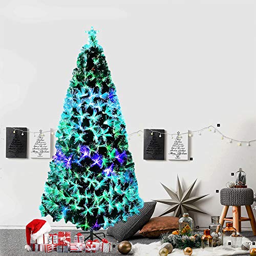 Froadp 120cm LED Weihnachtsbaum Künstlicher Glasfaser Illuminated Tree Dekoratives Grün Baum mit Farbwechsel Beleuchteter für Innen Weihnachten Deko(120 LEDs, Bunt Kiefernnadel) von Froadp