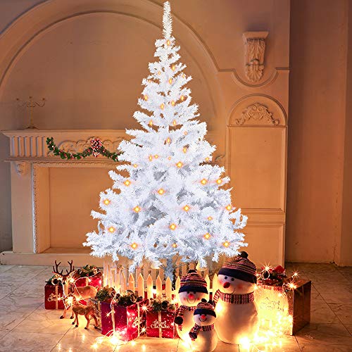 Froadp 150cm Künstlicher Weiß PVC Weihnachtsbaum Tannenbaum Kiefernadel(Weiß PVC, 150cm) von Froadp