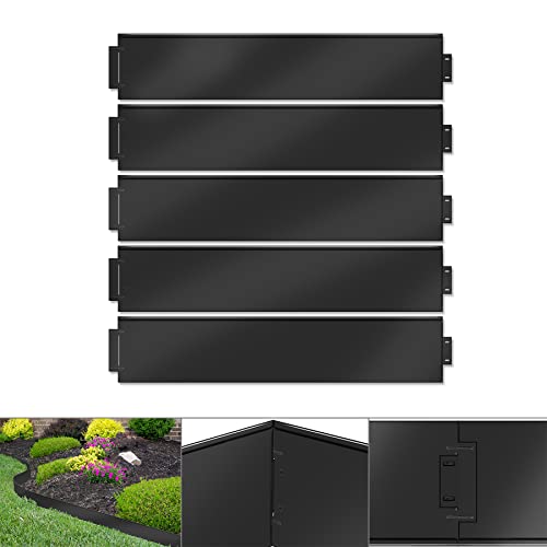 Froadp 15m Rasenkante Metall Beeteinfassung Verzinkt Mähkante 15 Stück Flexibel Palisade Beetumrandung für Garten Border Obstgärten Blumenbeet Gemüseanbau Stückgröße (LxH): 100x15cm, Schwarz von Froadp