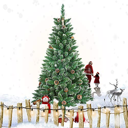 Froadp 180cm Künstlicher PVC Weihnachtsbaum Tannenbaum Kiefernadel Mit Schnee-Effekt(Schnee-Effekt, 180cm) von Froadp