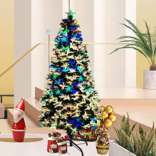 Froadp 180cm LED Weihnachtsbaum Künstlicher Glasfaser Illuminated Tree Dekoratives Grün Baum mit Farbwechsel Beleuchteter für Innen Weihnachten Deko(200 LEDs, Bunt Kiefernnadel) von Froadp