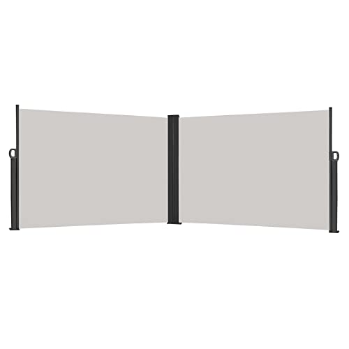Froadp 180×600cm Seitenmarkise Ausziehbar Markise aus Polyester Doppelseitige Sonnenschutz Sichtschutz Bildschirm zum Schutz der Privatsphäre Seitenrollo für Balkon Terrasse Garten (Hellgrau) von Froadp