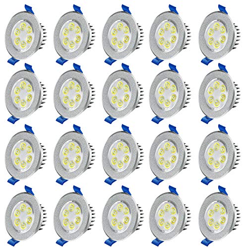 Froadp 20 Stück Einbauleuchten Decken, 230V LED Deckenleuchte Flach Einbaustrahler Set, Aluminium Deckenspots Haushalt, Ultraslim LED Spots für Wohnzimmer Bad Küche Büro (3W, Warmweiß) von Froadp