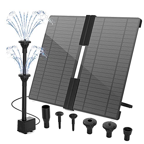Froadp 20W Solar Teichpumpe Brunnenpumpe Solarpumpe Gartenbrunnen Miniteich Brunnen Mobile Wasserspiel Solarbrunnen Fontäne Pumpe Springbrunnen Brunnenpumpen für Gartenteiche Gartendeko (Klappbare) von Froadp
